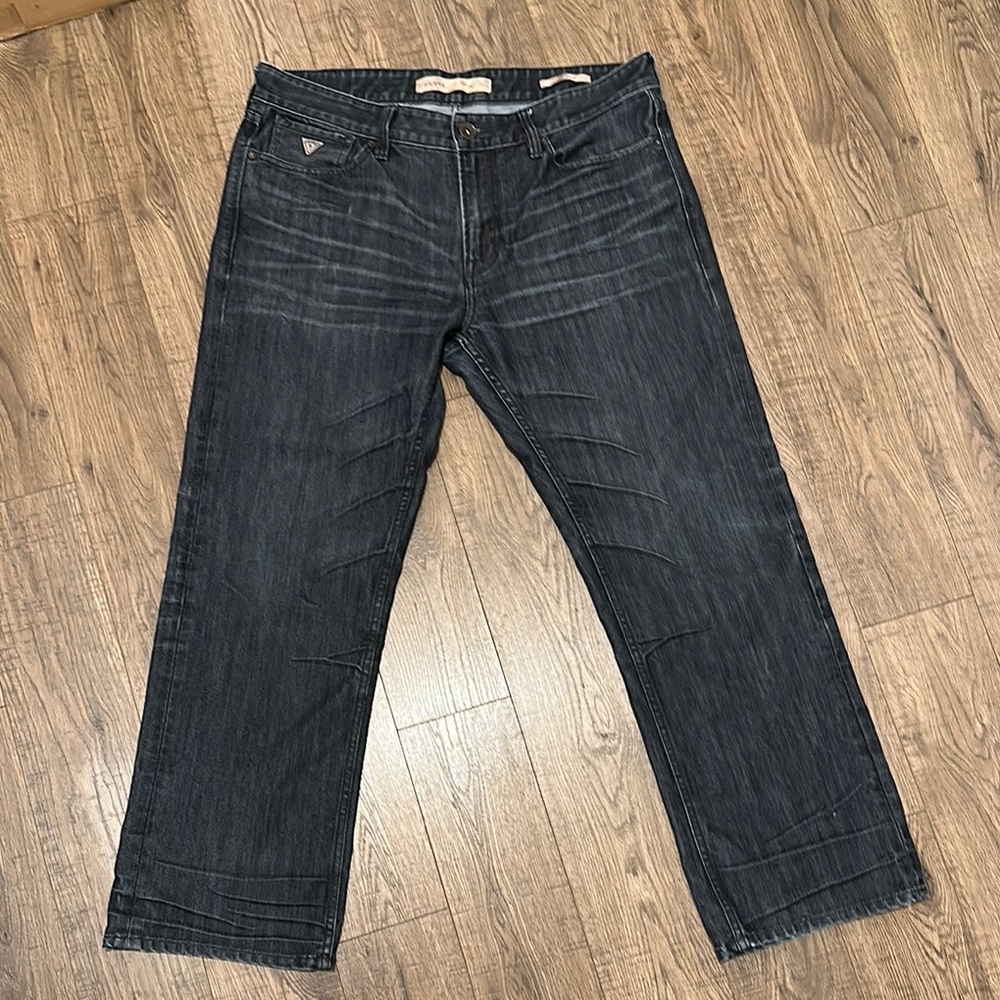 Guess Men’s Relaxed Fit Dark Wash Jeans 36 x 30